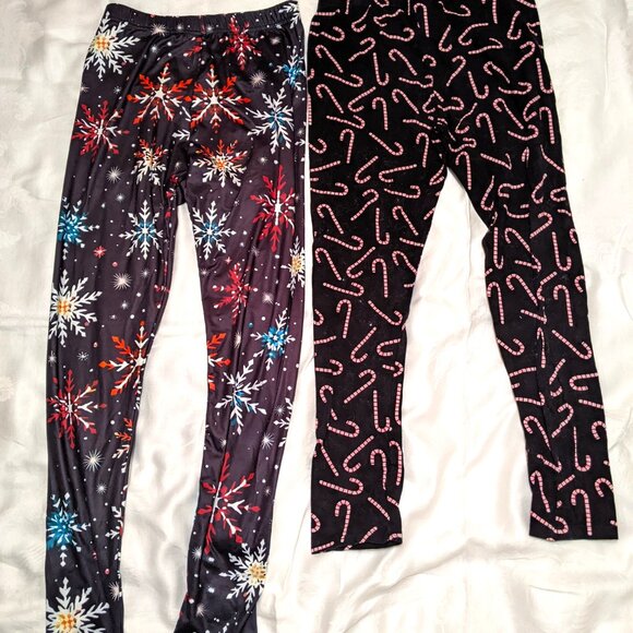 Christmas Leggings 3 pair to fit approx Adult XS or Youth 16 - Picture 6 of 6